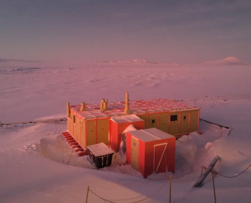Hillary's TAE/IGY Hut at sunset