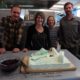 Conservation team members Martin Wenzel, Lizzie Meek, Nicola Dunn and Mike Gillies celebrate Lizzie's 1000 days on the Ice