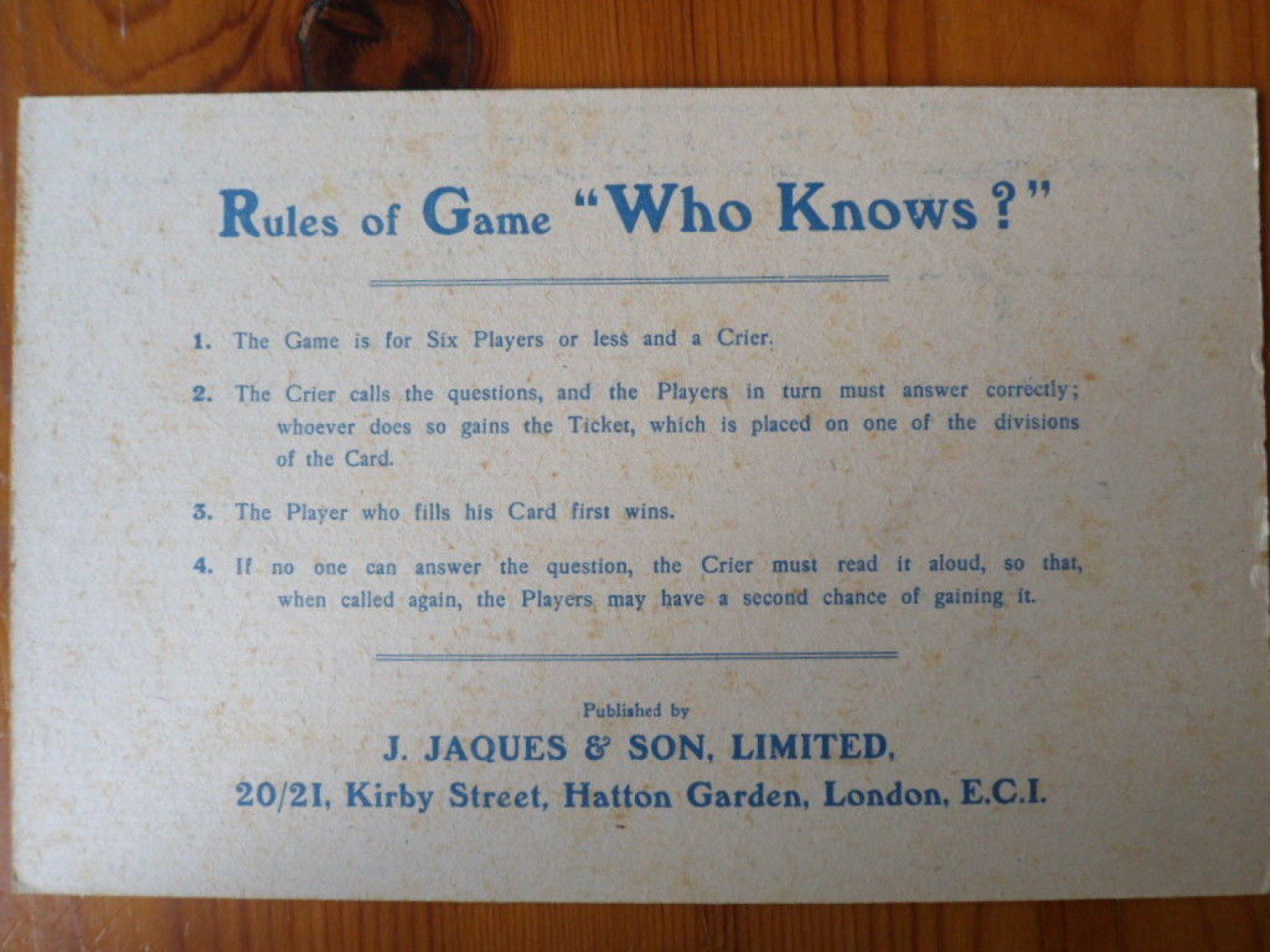 'Who Knows?' rules