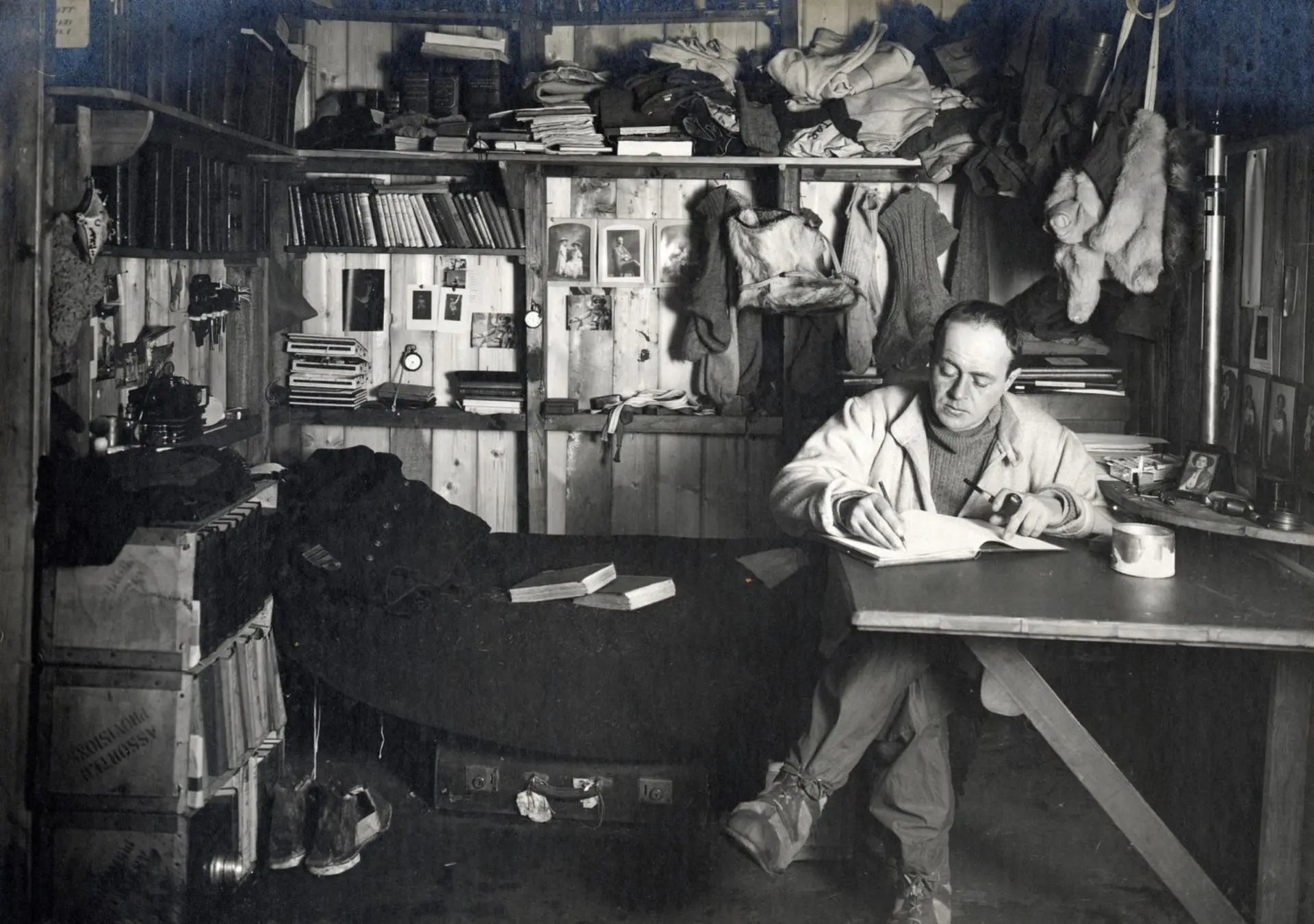 Captain Scott in his den at Terra Nova Hut. 7 October 1911.
