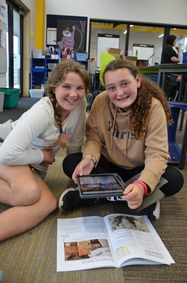 Students using the Antarctic Heritage Trust AR App