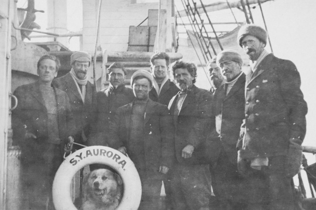 Survivors of the Ross Sea Party on board the Aurora, January 1917.