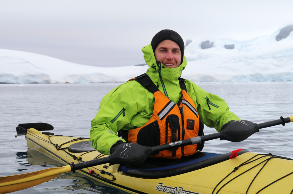 Olympic kayaker Mike Dawson in the Antarctic Peninsula