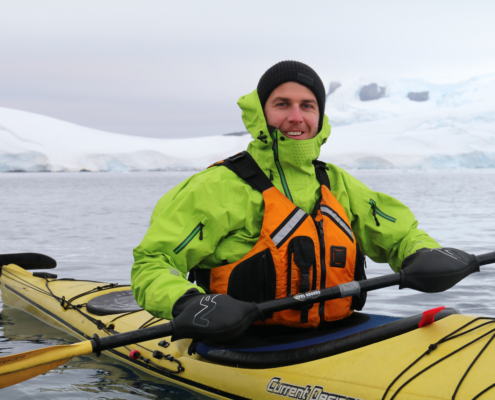Olympic kayaker Mike Dawson in the Antarctic Peninsula