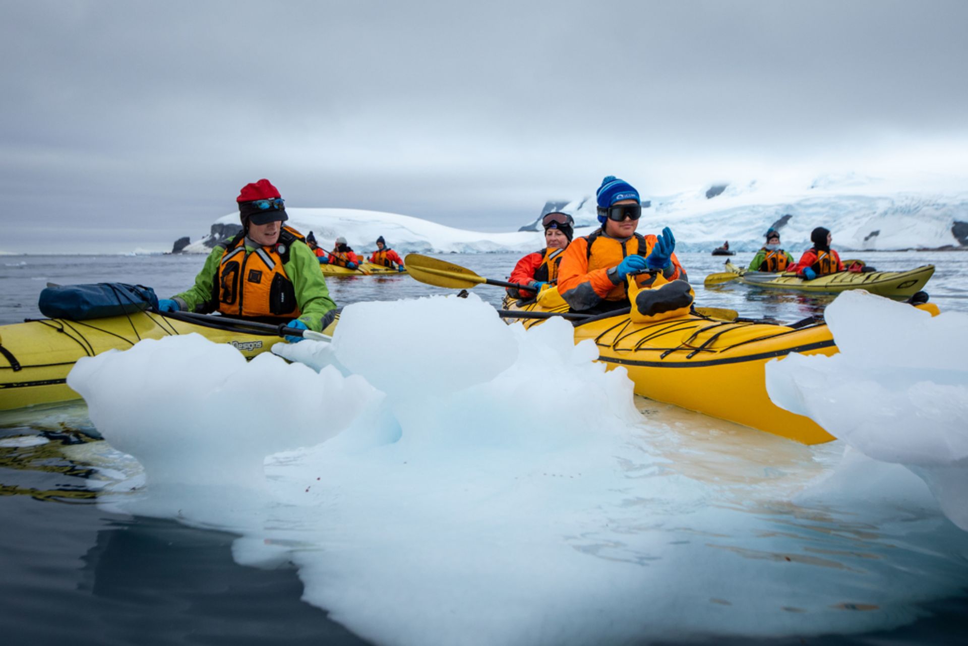 Marcus, Jaylee and Shauna Kayaking in Antarctica