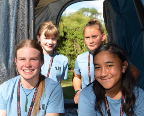 L-R: Audrey Woolford, Emily Easterbrook, Rania Jellick-Ewen, and Amy Whippy camping out for the night.