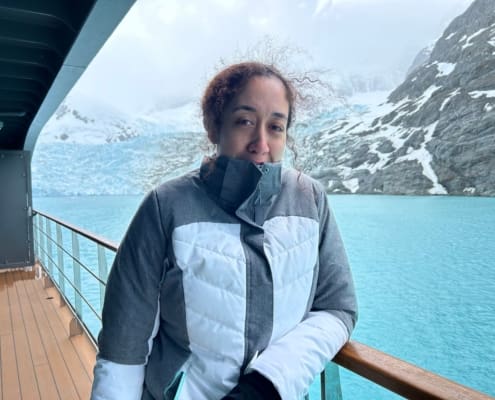 Inspiring Explorer Te Aroha Devon at Drygalski Fjord Inspiring Explorers Expedition South Georgia Antarctic Heritage Trust