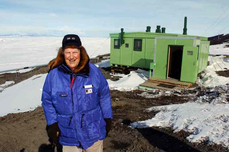 Sir Edmund Hillary at Hillary's Hut on Scott Base. ©Dominion Post/P Reid