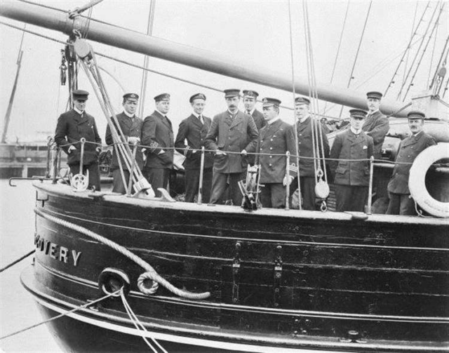 #OnThisDay in 1901, Robert Falcon Scott's expedition ship 'Discovery' set sail for Antarctica from the Isle of Wight, via New Zealand, for the British National Antarctic 'Discovery' Expedition (1901-04).

The 'Discovery' was a purpose-built 52.4-metre barque-rigged auxiliary steamship, built by Dundee Shipbuilders Company Limited by commission of Sir Clements Markham and the Royal Geographical Society. Large celebrations were held during the departure of 'Discovery' including a full salute from the 'HMS Worcester', and a visit from King Edward VII and Queen Alexandra while the ship was docked on the Isle of Wight.

In January 1902, after passing through Lyttelton, New Zealand, 'Discovery' arrived in Antarctica, where she was moored in Winter Quarters Bay at the end of the Hut Point Peninsula on Ross Island. Here the ship was frozen in sea ice for two years, and served as living quarters for the expedition since the purpose built hut at Hut Point proved too hard to heat and was described as being more like a 'summer house'. Consequently, the 47 men lived on their ship and used the hut for scientific observations, drying equipment, repairs and as an entertainment house. On 14 February 1904, the Discovery was freed from her icy entrapment, and sailed north for Lyttelton, arriving back in New Zealand on 1 April.

📸The Discovery in Lyttelton, NZ, 1901. Canterbury Museum

#OTD #robertfalconscott #discovery #expedition #inspire #explore #discover #conserve #Antarctica
