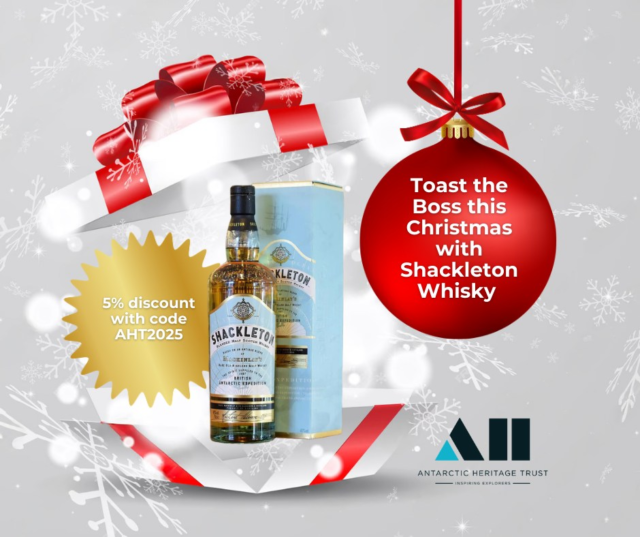 Toast The Boss this Christmas with Shackleton Whisky and a 5% discount!

Use the code AHT2025 at checkout or mention in store at Whisky Galore for 5% discount until 31 December 2025.

When explorer Sir Ernest Shackleton (aka The Boss), set sail for Antarctica in 1907; his small ship, the 'Nimrod' was stocked with rations including 25 cases of Mackinlay’s Rare Old Highland Malt Whisky. In January 2010, over a century later, our conservators found three crates encased in ice under Shackleton’s Antarctic base.

After careful conservation, three bottles were transported under permit to Scotland by Whyte and Mackay, owner of the Mackinlay brand. World renowned Master Blender, Richard Paterson then carried out painstaking sensory and chemical analysis to establish the flavour and composition of a product manufactured a century earlier. Shackleton Whisky is a recreation of the style of whisky Shackleton took to Antarctica.

Check out nzaht.org to browse our whole range of gift ideas – the proceeds from many of these gifts helps support our mission to conserve, share and encourage the spirit of exploration.

📸 Shackleton Whisky

#inspire #explore #discover #conserve #Antarctica