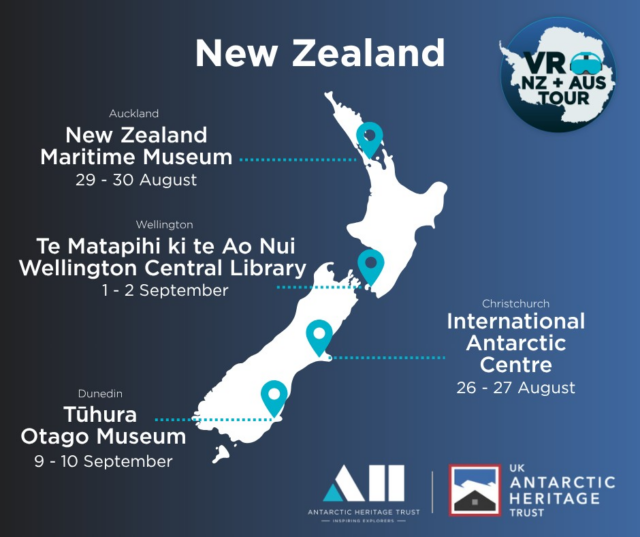 Our Inspiring Explorers Education™ team is touring Australia and New Zealand with our friends at @ukantarcticheritagetrust in August and September to showcase two exciting Virtual Reality experiences, Scott’s ‘Discovery’ Hut and ‘A Frozen Night.’

These dynamic and immersive VR experiences will make you feel as if you have visited Antarctica without getting cold! 

Scott’s ‘Discovery’ Hut VR will transport you to the very heart of Antarctic exploration, allowing you to step inside Captain Scott’s 'Discovery' hut on Ross Island, see the everyday items the explorers had with them, and learn how they used the hut to support the important science and exploration they undertook.

UKAHT’s VR ‘A Frozen Night’ features Base E on Stonington Island, a pivotal dog sledging outpost established in 1946.

On this tour, we are heading to:

Australia:
📍The Australian Antarctic Festival, Hobart (Tasmania) – 22 & 23 August

New Zealand:
📍International Antarctic Centre, Christchurch – 26 & 27 August
📍New Zealand Maritime Museum, Auckland – 29 & 30 August
📍Te Matapihi ki te Ao Nui - Wellington Central Library – 1 & 2 September
📍Tūhura Otago Museum, Dunedin – 9 & 10 September

Don’t miss us! Keep an eye on our socials for booking information for each location!

We are excited to be partnering with UKAHT on this tour of Australia and New Zealand, showcasing cutting-edge virtual reality experiences and bringing Antarctica’s remarkable historic sites to life using state-of-the-art immersive technology.