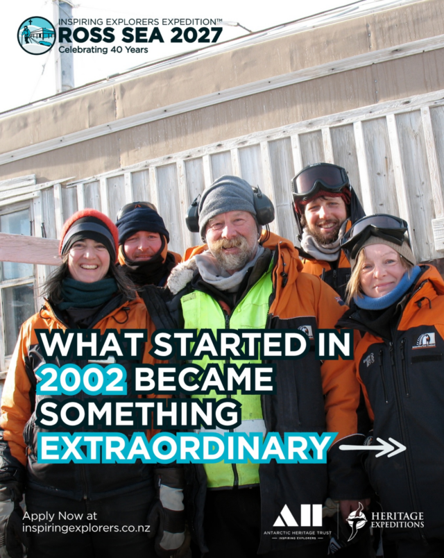 What started in 2002 became something extraordinary. Swipe →

📷Antarctic Heritage Trust team photo in the Stables of Shackleton’s ‘Nimrod’ hut at Cape Royds. © AHT/Josiah Wagener

In 2002, an ambitious international conservation project began in Antarctica’s Ross Sea region

📷Carpenter Falcon Scott, grandson of Captain Robert Scott caulking gaps with hessian from outside Latrine at Scott’s ‘Terra Nova’ hut. © AHT/Falcon Scott

Now it’s one of the world’s largest and longest running cold climate conservation projects.

📷Conservator Nicola Dunn working inside Scott’s ‘Discovery’ hut at Hut Point. © AHT/Lizzie Meek

Since then, the Ross Sea Heritage Restoration Project has brought together over 100 conservation specialists from 16 countries to work in one of Earth’s most challenging and remote environments.

📷2025-26 on-Ice team setting up field camp at Cape Royds. © AHT/Zack Bennett

Their dedicated efforts have led to the conservation of four historic sites and over 20,000 artefacts.

📷Heritage Manager Lizzie Meek working with the thawed whisky bottles. © AHT

As we celebrate our 40th anniversary next year, the next Inspiring Explorers™ will have the opportunity to step inside these historic sites and contribute to their ongoing care.

📷Inspiring Explorer Jake Bailey inside Scott’s ‘Discovery hut. © Cathy Finch Photography

Visit inspiringexplorers.co.nz (link in bio) to apply for the Inspiring Explorers Expedition™ Ross Sea 2027!

Applications are open to New Zealand citizens or permanent residents, and UK, U.S. and Irish citizens residing in New Zealand.

This once in a lifetime expedition to Antarctica’s Ross Sea region runs from 5 January to 3 February 2027.

Applications close 5 October 2026.

The Trust thanks Expedition Partner Heritage Expeditions and donors to the Inspiring Explorers™ Fund for making this opportunity possible.